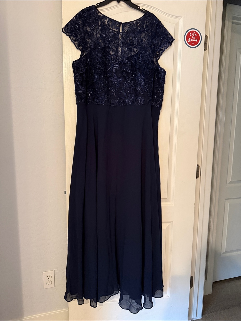 City Chic size 20 Elegant Navy Lace Bodice Evening Dress
